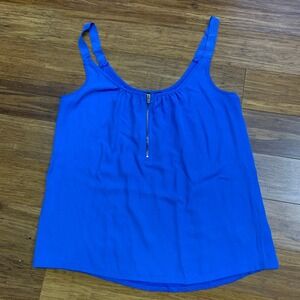 Express Blue Tank Top Womens Size‎ Small Sleeveless Zip Accent Casual Blouse Y2K